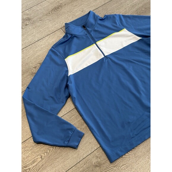 Footjoy 1/4 Zip Sweater Pullover Mens Large Blue Golf Sweater Casual Preppy - Picture 2 of 8